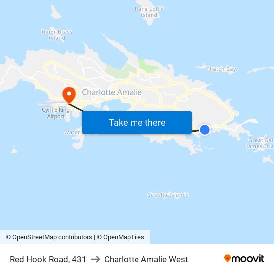 Red Hook Road, 431 to Charlotte Amalie West map