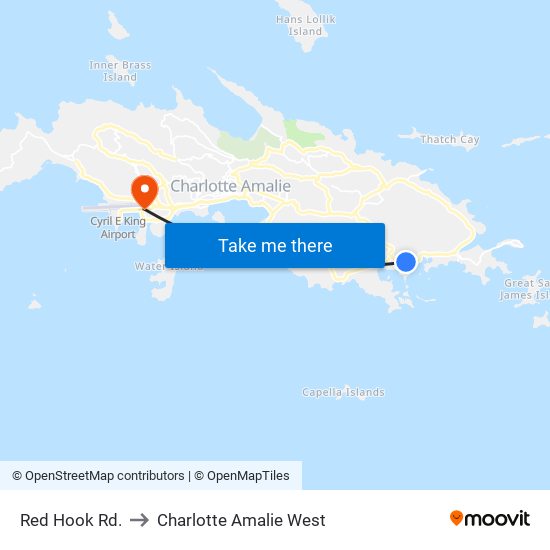 Red Hook Rd. to Charlotte Amalie West map