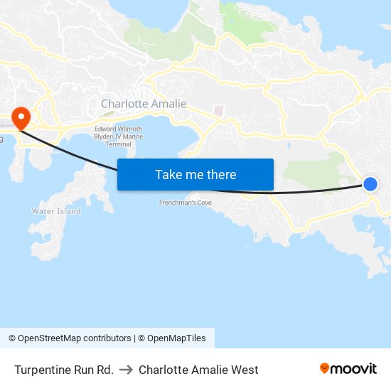 Turpentine Run Rd. to Charlotte Amalie West map