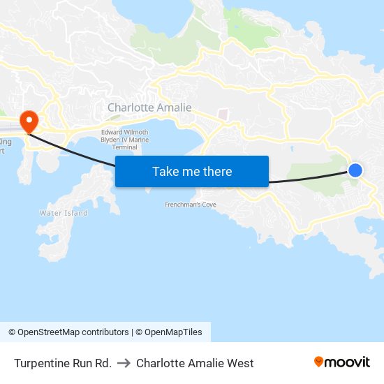 Turpentine Run Rd. to Charlotte Amalie West map