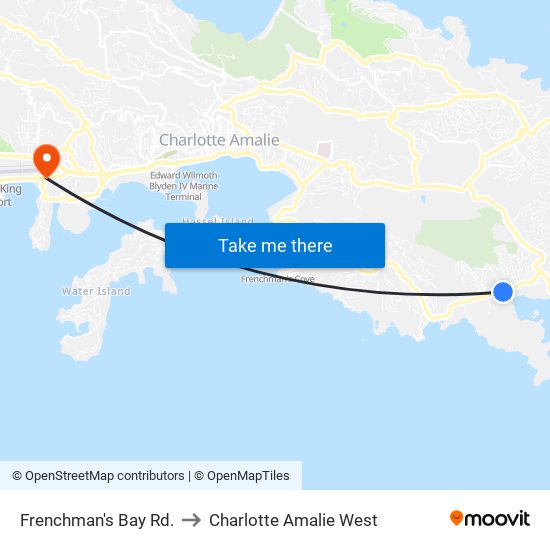 Frenchman's Bay Rd. to Charlotte Amalie West map