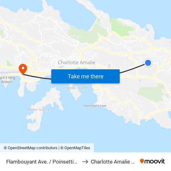 Flambouyant Ave. / Poinsettia Lane to Charlotte Amalie West map