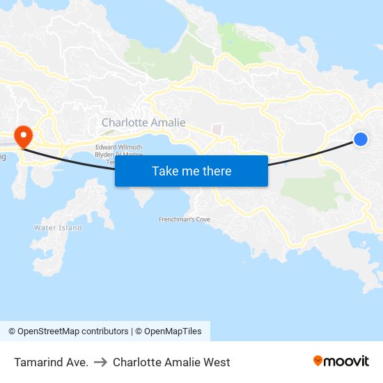 Tamarind Ave. to Charlotte Amalie West map