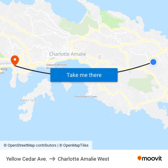 Yellow Cedar Ave. to Charlotte Amalie West map