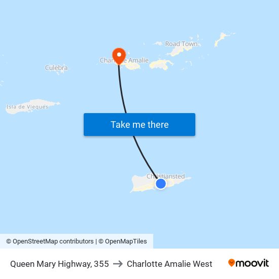Queen Mary Highway, 355 to Charlotte Amalie West map