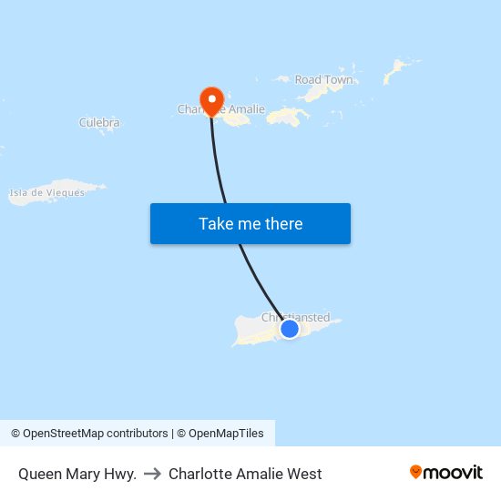 Queen Mary Hwy. to Charlotte Amalie West map