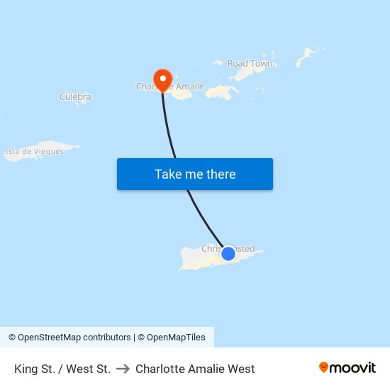 King St. / West St. to Charlotte Amalie West map