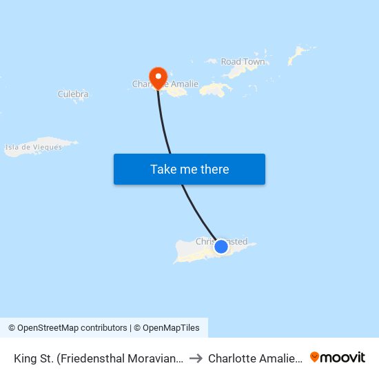 King St. (Friedensthal Moravian Church) to Charlotte Amalie West map