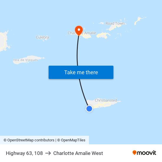 Highway 63, 108 to Charlotte Amalie West map