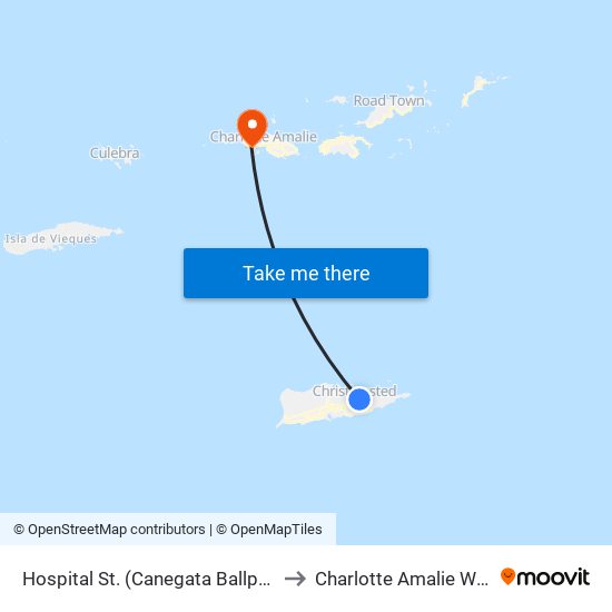 Hospital St. (Canegata Ballpark) to Charlotte Amalie West map