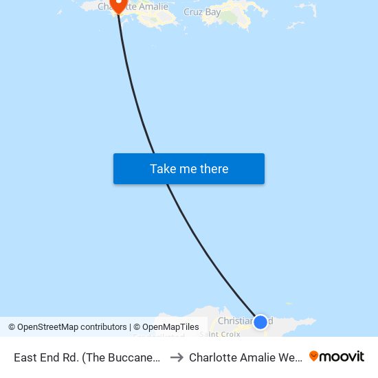 East End Rd. (The Buccaneer) to Charlotte Amalie West map