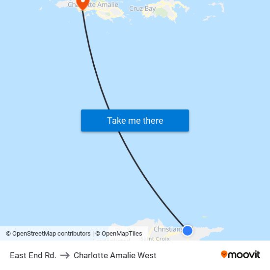 East End Rd. to Charlotte Amalie West map