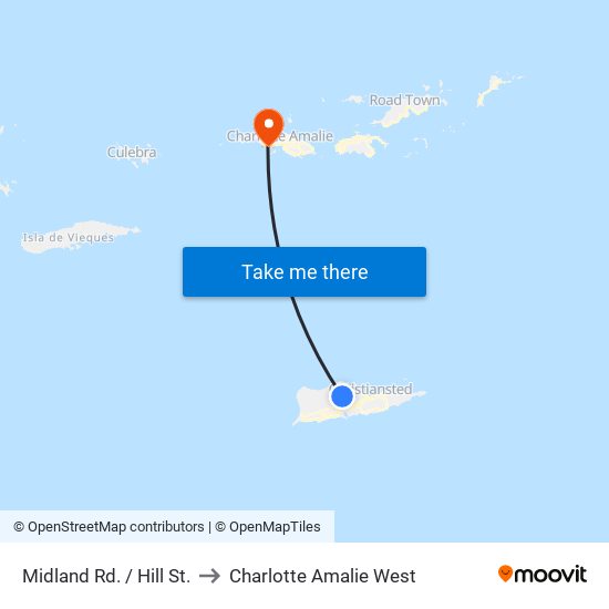 Midland Rd. / Hill St. to Charlotte Amalie West map