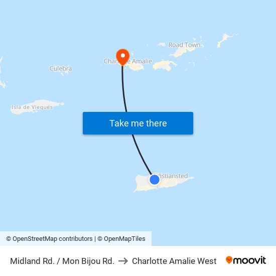 Midland Rd. / Mon Bijou Rd. to Charlotte Amalie West map