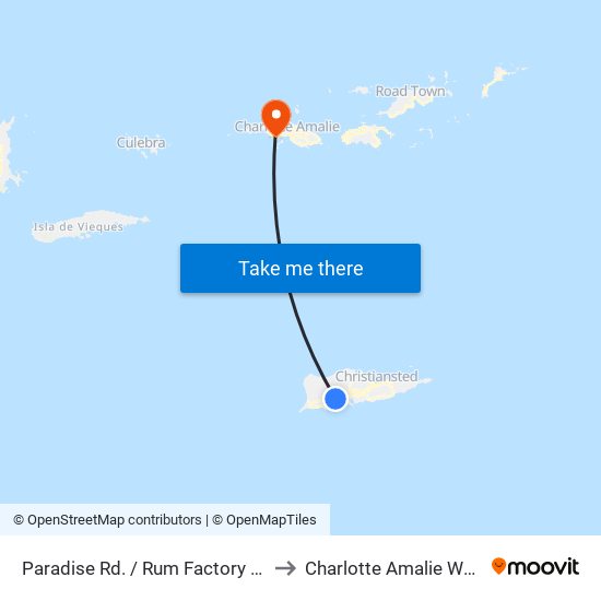 Paradise Rd. / Rum Factory Rd. to Charlotte Amalie West map