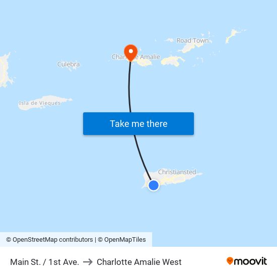 Main St. / 1st Ave. to Charlotte Amalie West map