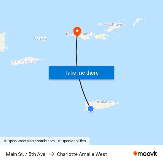 Main St. / 5th Ave. to Charlotte Amalie West map