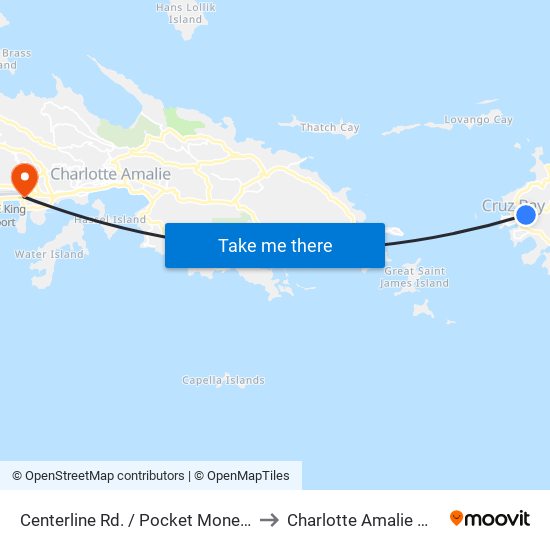 Centerline Rd. / Pocket Money Ln. to Charlotte Amalie West map