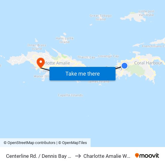 Centerline Rd. / Dennis Bay Rd. to Charlotte Amalie West map