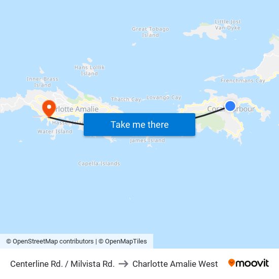Centerline Rd. / Milvista Rd. to Charlotte Amalie West map