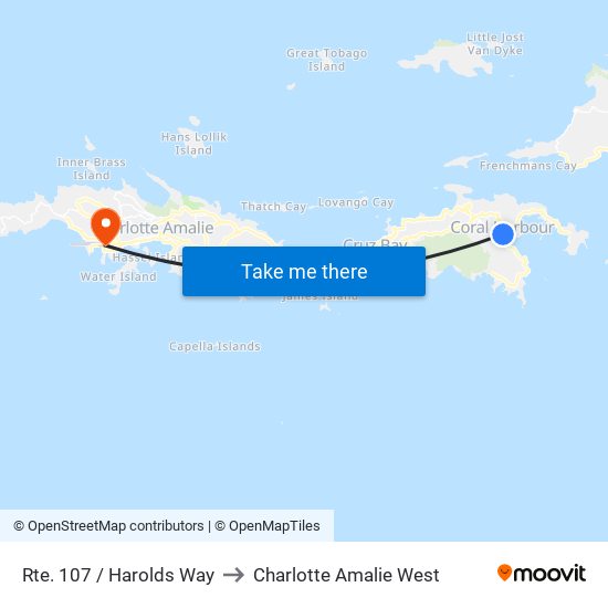 Rte. 107 / Harolds Way to Charlotte Amalie West map
