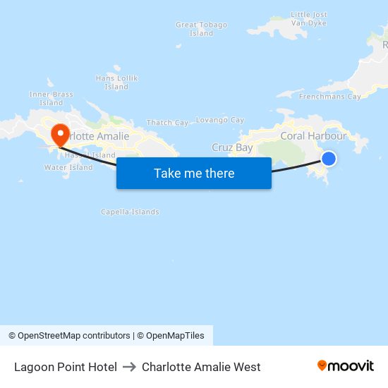 Lagoon Point Hotel to Charlotte Amalie West map