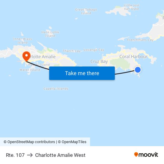 Rte. 107 to Charlotte Amalie West map