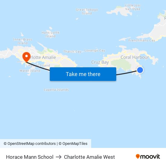 Horace Mann School to Charlotte Amalie West map