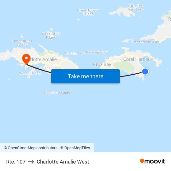 Rte. 107 to Charlotte Amalie West map