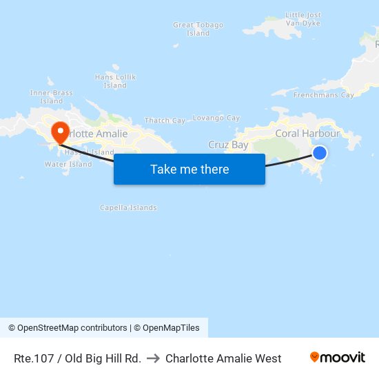 Rte.107 / Old Big Hill Rd. to Charlotte Amalie West map