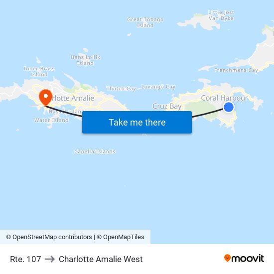 Rte. 107 to Charlotte Amalie West map
