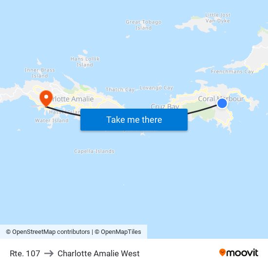 Rte. 107 to Charlotte Amalie West map