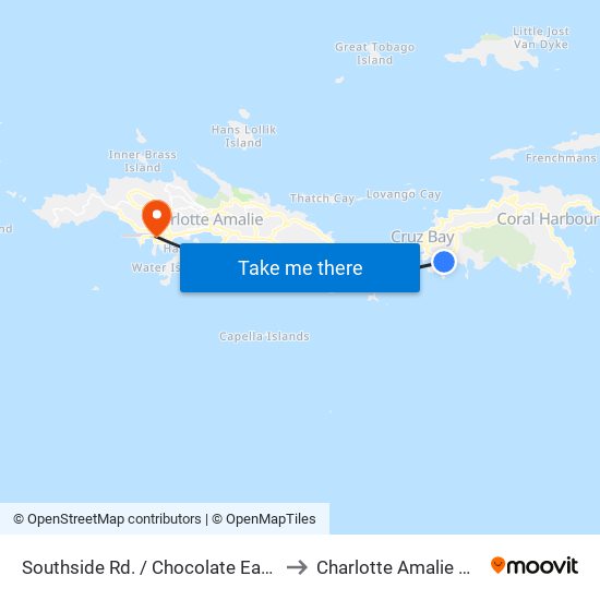 Southside Rd. / Chocolate East Rd. to Charlotte Amalie West map