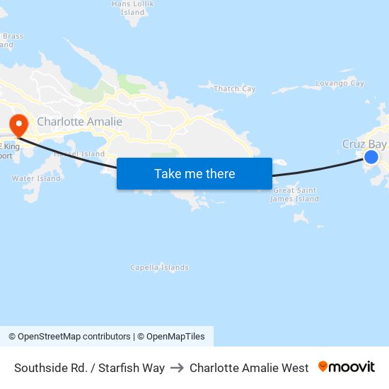 Southside Rd. / Starfish Way to Charlotte Amalie West map