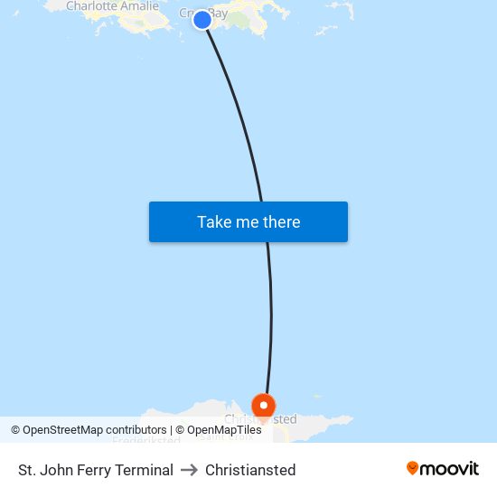 St. John Ferry Terminal to Christiansted map