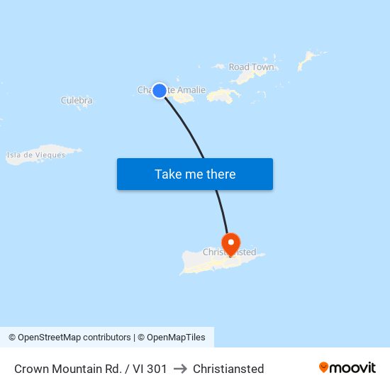 Crown Mountain Rd. / VI 301 to Christiansted map