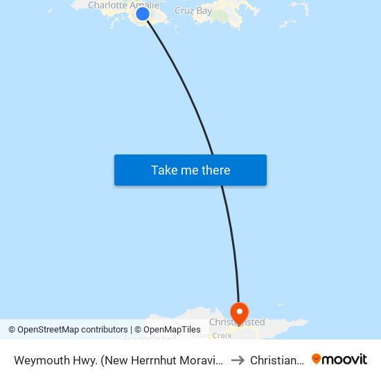 Weymouth Hwy. (New Herrnhut Moravian Mission) to Christiansted map