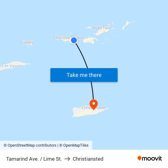 Tamarind Ave. / Lime St. to Christiansted map