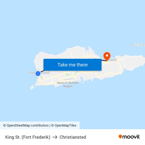 King St. (Fort Frederik) to Christiansted map