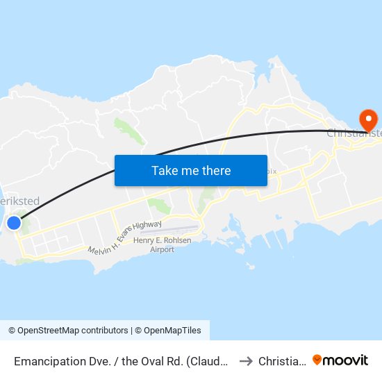 Emancipation Dve. / the Oval Rd. (Claude Elementary School) to Christiansted map