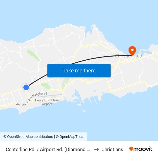 Centerline Rd. / Airport Rd. (Diamond School) to Christiansted map