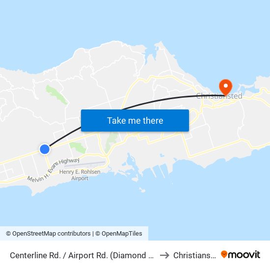 Centerline Rd. / Airport Rd. (Diamond School) to Christiansted map