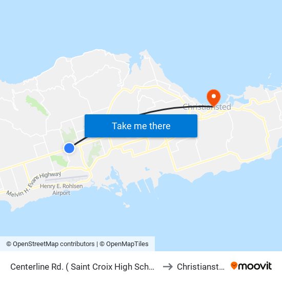 Centerline Rd. ( Saint Croix High School) to Christiansted map