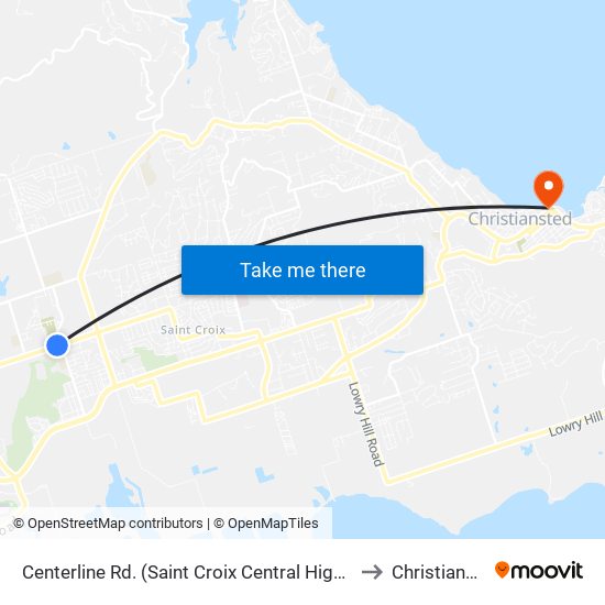 Centerline Rd. (Saint Croix Central High School) to Christiansted map