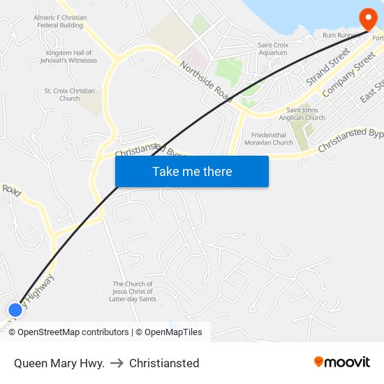 Queen Mary Hwy. to Christiansted map