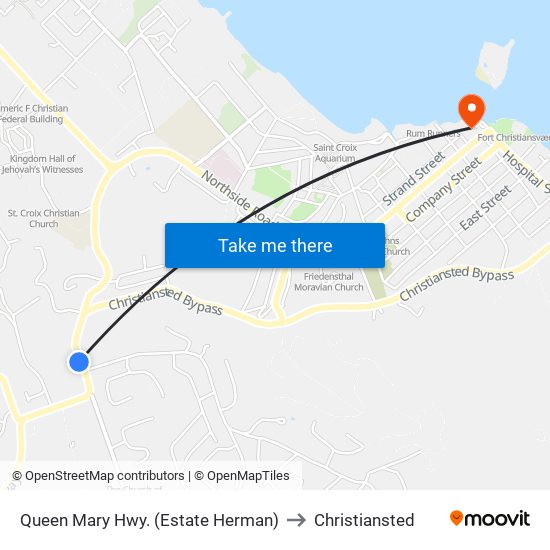 Queen Mary Hwy. (Estate Herman) to Christiansted map