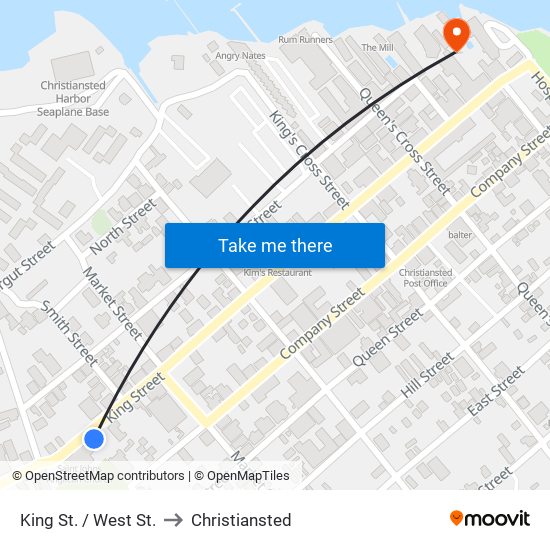 King St. / West St. to Christiansted map