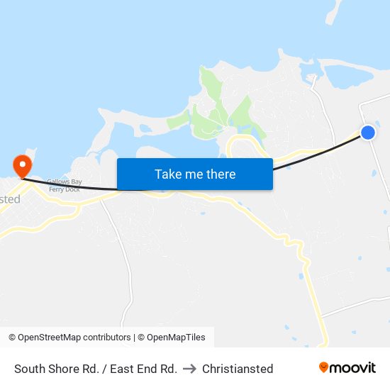 South Shore Rd. / East End Rd. to Christiansted map