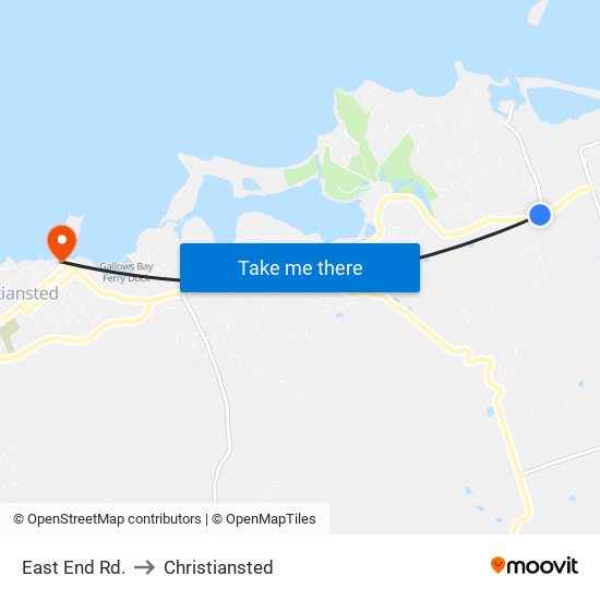 East End Rd. to Christiansted map