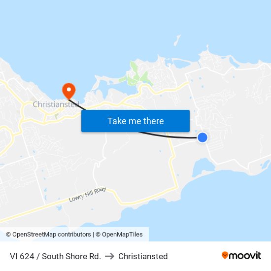 VI 624 / South Shore Rd. to Christiansted map
